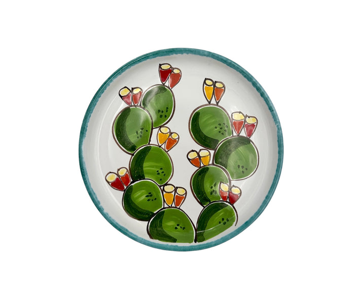 Assiette Ronde - Figues de Barbarie - Bord Vert