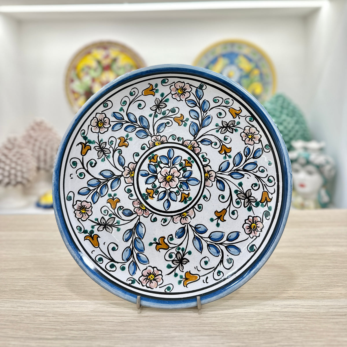 Piatto Ornamentale Barocco Bianco e Azzurro