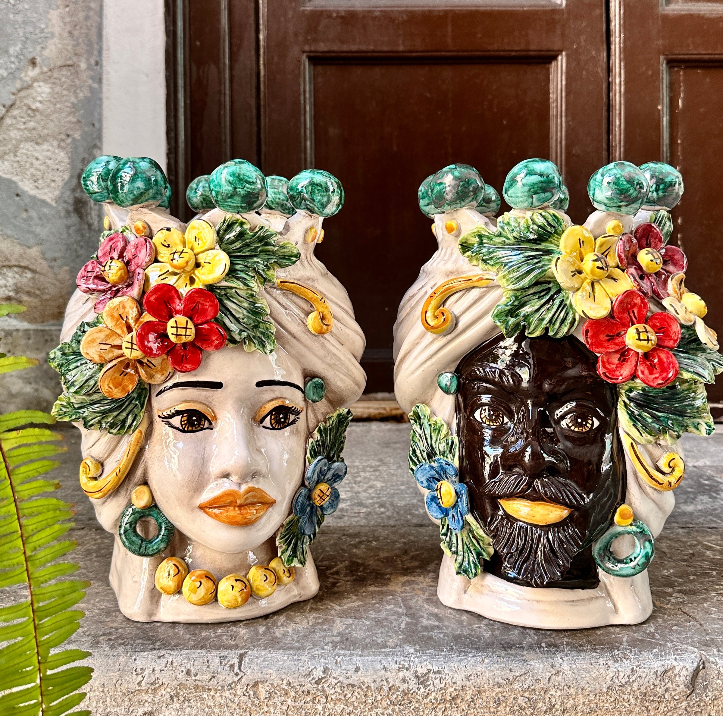 Teste di Moro - Fiori - H 30 cm – Ceramiche Di Sicilia