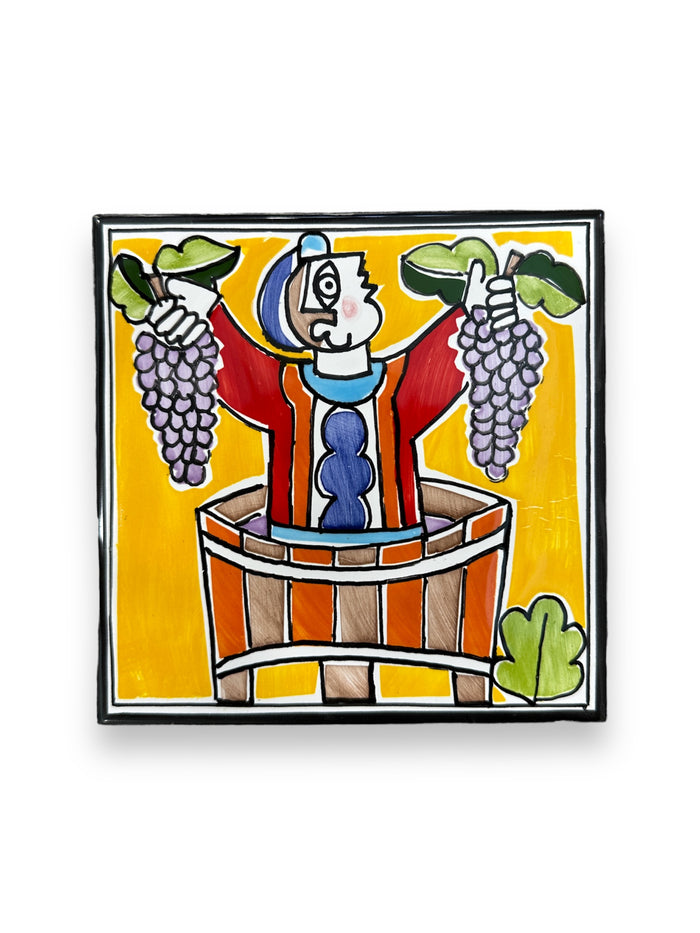 Tile Man with Grapes