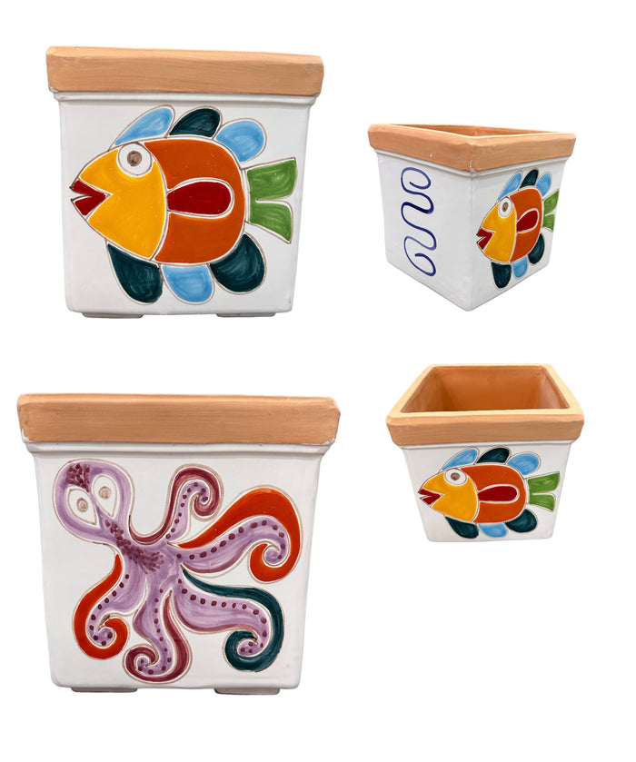 Square Fish and Octopus Plant Stand