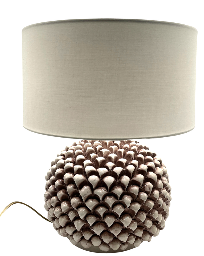 Antique White Round Pine Cone Lamp