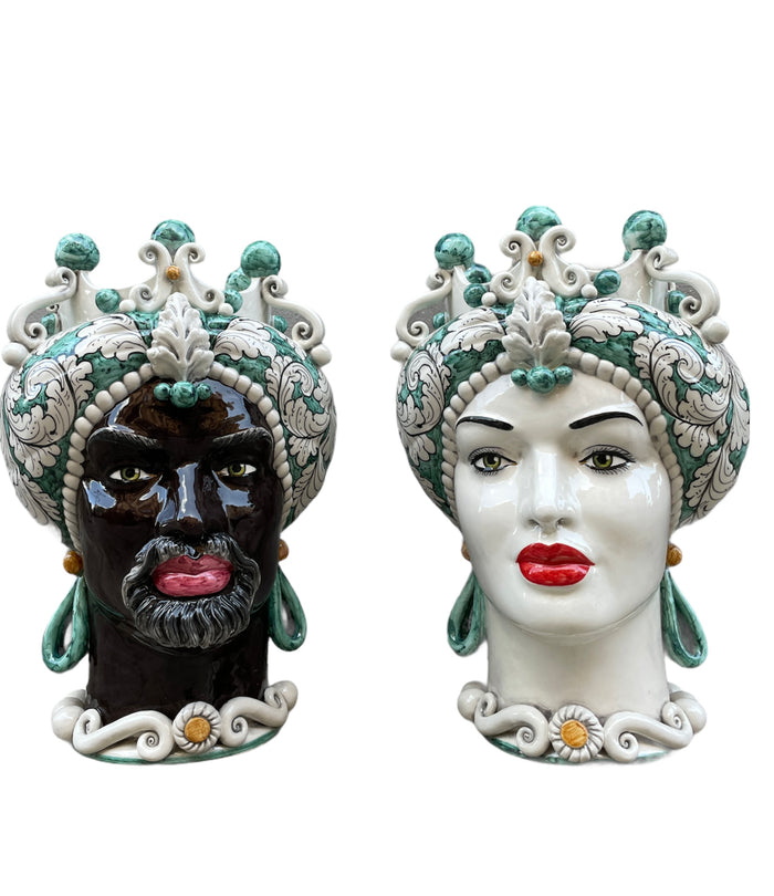 Moorish Heads - Green Baroque - H 42 Cm