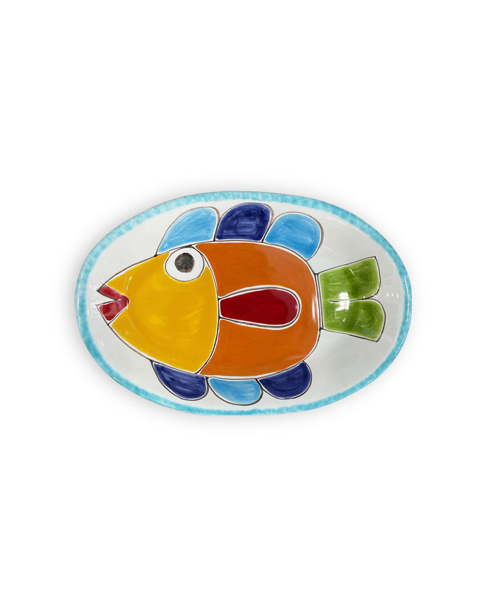 Assiette Ovale Bordure Poisson Vert